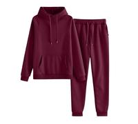Matching Hoodie And Jogger Co-Ord For Women - Drawstring Two Piece Set | Solid Sweatshirt Pullover Ribbed Activewear Full Length Loose Jumper Casual Home Top Comfortable Travel Outwear