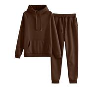 Matching Hoodie And Jogger Co-Ord For Women - Drawstring Two Piece Set | Solid Sweatshirt Pullover Ribbed Activewear Full Length Loose Jumper Casual Home Top Comfortable Travel Outwear