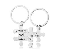 Matching Keyrings for Couples Gifts for Him Her Husband Wife Valentines Gifts for Boyfriend Girlfriend 5th Anniversary Birthday Gifts for Women Men Wedding Anniversary Keyring Gifts for Couples 2pcs