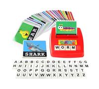Matching Letter Game Alphabet Word Spelling Reading Pattern Recognition with 52pcs Capital Blocks 60pcs Cards Preschool Early Education Learning Toy Birthday Gift for Children Girls Boys