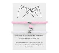 Matching Mutual Attraction Couple Bracelets His And Hers Adjustable 8 Love Heart Bracelet Jewelry Long Pendant (H, One Size)
