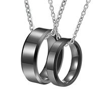 Matching Necklaces, 6MM 8MM Black Ring Beveled Edge Necklace His and Hers Necklaces