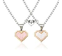 Matching Necklaces for Women Men Couples Christmas Xmas Gifts for Husband Boyfriend Gift from Gf Wife Anniversary Birthday Gifts Necklace for Bff Sisters Best Friends Pixels Necklace for 2 women