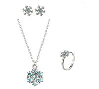 Matching Necklaces Pendant Beating Fan Pendant Ring Earrings 3 Piece Set Jewelry Set (Silver, One Size)