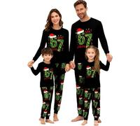 Matching pjs for Couples, 67 Meme Pajamas Family Christmas Pyjamas Set Mens Womens 67 Meme Printed Xmas Matching Pyjama Pjs, Women Black