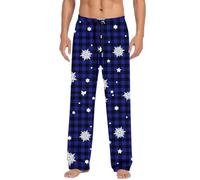 Matching Pjs for Couples Men Pyjama Bottoms Pj Mens Lounge Pants Cuffed Xmas Set Flannel Cotton Plaid Sleep & with Pockets and Button Fly Pyjamas Fleece Christmas A-Blue S