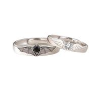 Matching Promise Rings for Couples Adjustable Black White Jewelry