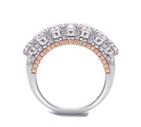 Matching Promise Rings, Large Engagement Ring Oval Row Drill 18.1K White Gold with Moissanite Size W 1/2