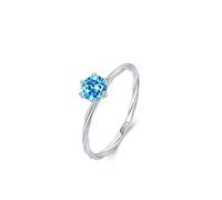 Matching Promise Rings, Silver Ring Set Vintage Blue Six Prong Solitaire Sterling Silver Size N 1/2
