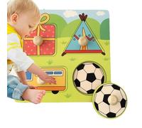 Matching Puzzle Board - 9 Inches Travel Learning Game, Wooden Cognitive Toy Set, Interactive Pattern Activity With Secure Base Design | Early Education Skill Builder For Kids Age 2-5 Parent Child