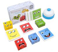 Matching Puzzle Game Expressions,3D Puzzle Face Wooden Building Blocks Changing Magic Cube Game, Emoji Game Educational Puzzle Toy Board, Party Games Suitable for Children and Adults