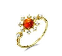 Matching Ring, The Promise Ring 18K Yellow Gold Vintage with Golden Orange Garnet Size P 1/2