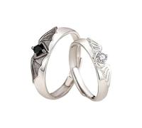 Matching Rings - Angel Devil Matching Promise Rings, Promise Engagement Wedding Ring | Adjustable Black White Jewelry for Daily Wear Wedding Promise Birthday Valentine's Day