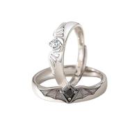 Matching Rings Black White Engagement Wedding Jewelry