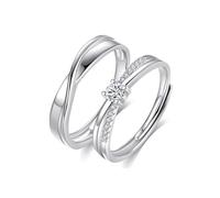 Matching Rings for Couples, Adjustable Couple Rings - Romantic Heart Gemstone Matching Bands for Love Engagement Wedding Ring Sets Valentines Day Gifts for Him & Her, Copper, Cubic Zirconia