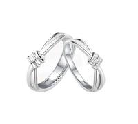 Matching Rings for Couples, Adjustable Couple Rings - Romantic Heart Gemstone Matching Bands for Love Engagement Wedding Ring Sets Valentines Day Gifts for Him & Her, Copper, Cubic Zirconia