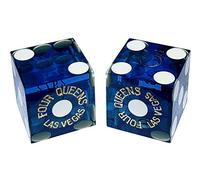 Matching Serial Casino Dice Pair - Authentic Las Vegas Craps Dice 19mm, Table-Played & Collectible - Four Queens Blue Polished