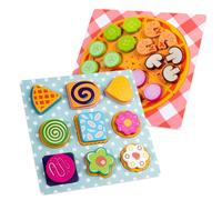 Matching set, sorters for toddlers 1-3 - s for children - Wooden Pizza Cookies Design for Educational Game in Classroom Preschool Garden