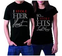 Matching Shirts Set for Married Couples Husband and Wife Wedding Gift Anniversary Newlywed 3XL/XXL Black