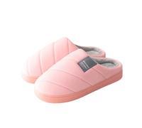 Matching Soft Sole Teddy Fur Slippers for Women Men Warm Lightweight Quiet Indoor Slippers, A pink, 8.5 UK