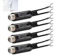 Matching Transformer 4 Pack Nickel Plated 75 Ohm to 300 Ohm UHF/VHF/FM Antenna Transformer Converter Adapter with F Female Jack for Radio Cable Wire Antenna TV