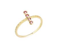 Matching Wedding Bands, Gold Dainty Rings Vintage Geometric Pattern Round Pink Tourmaline 18.1K Yellow Gold Size J 1/2
