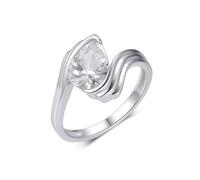 Matching Wedding Bands, Rings for Women Love Wavy with Pear Shape 2ct Moissanite 18K White Gold Size T 1/2