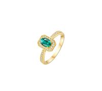 Matching Wedding Bands, Unique Yellow Gold Ring 9K Elegant with Oval Shape Emerald and Diamond Size U 1/2