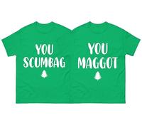 Matching You Scumbag and You Maggot Christmas, Fairy Tale of New York Xmas Tee, Couple Matching Unisex Outfit Kelly Green