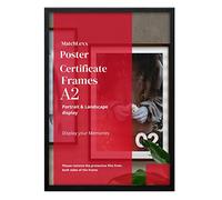 MatchLexx A2 Black Frame, 59.4 x 42 cm A2 Black Poster Frame, Large Wooden Picture Frames to fit A2 Poster Black various sizes Wooden frames Ideal Home, Office Decor (A2 (41.9 x 59.4cm), BLACK)