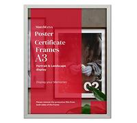 MatchLexx A3 Picture Frame - Wide A3 Frame made from SOLID WOOD | Wide A3 Picture Frame, perfect for an A3 Print or Photo with Styrene Front various sizes Ideal Home (A3 (29.7 x 41.9cm), SILVER)