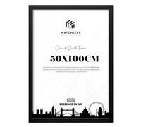 MatchLexx Durable Large Black Poster Frame 50x100cm Solid Mdf Wood With Shatter-Proof Perspex Front | Vertical Or Horizontal Display | Ideal for Home, Office, or Gallery Walls