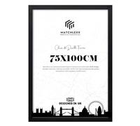 MatchLexx Durable Large Black Poster Frame 75x100cm Solid Mdf Wood With Shatter-Proof Perspex Front | Vertical Or Horizontal Display | Ideal for Home, Office, or Gallery Walls