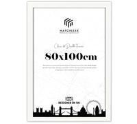MatchLexx Durable Large White Poster Frame 80x100cm Solid Mdf Wood With Shatter-Proof Perspex Front | Vertical Or Horizontal Display | Ideal for Home, Office, or Gallery Walls