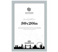 MatchLexx Durable Modern Light Grey 30 x 20in Poster Frames | Mdf Wooden Shatter-Proof Styrene Portrait & Landscape | Hanging Hardware Included | for Home Office & Livingroom