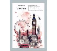 MatchLexx Durable Modern Light Grey 32x24 in Poster Frames | Mdf Wooden Shatter-Proof Styrene Portrait & Landscape | Hanging Hardware Included | for Home Office & Livingroom