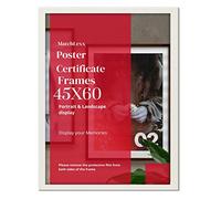 MatchLexx Extra Large Wide 45 x 60 cm Poster Frame -Solid MDF Wood - various sizes - Picture Frames Shatter-Resistant Perspex Ideal Home, Office Decor (18" x 24" Approx.), WHITE