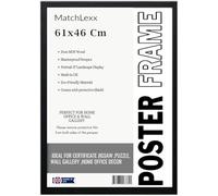 MatchLexx® Flat Durable Black Hand crafted | Large Poster Picture Frame 46x61 cm Photo Frame | Solid Wood Frames Jigsaw Puzzle Artwork For Home and Office