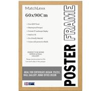 MatchLexx® Flat Durable Oak Hand crafted | Large Poster Picture Frame 90x60 cm Photo Frame | Solid Wood Frames Jigsaw Puzzle Artwork For Home and Office