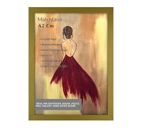 MatchLexx® Flat Profile Gold Hand crafted | Large Poster Picture Frame A2 cm picture Frame | MDF Wooden Frames Jigsaw Puzzle Frames For Home Livingroom & Office