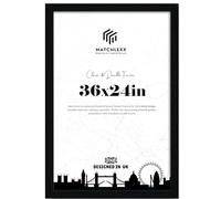 MatchLexx Large Black 36 x 24 inch poster frame (91.5 x 61) Picture Photo Frame with Clear Styrene Sheet & Wall Mounted Hooks | for Home Decor | Wooden Frames