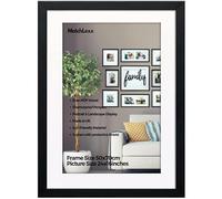 MatchLexx® Large Wide Black | 50 x 70 cm Poster Frame With White Mount 24 x 16 inches | Stable & Sturdy Wooden Picture Frame & Polished Plexiglass | Horizontal & Vertical Format