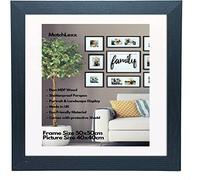 MatchLexx® Large Wide Black | 50X50 cm Poster Frame With White Mount 40X40 CM | Stable & Sturdy Wooden Picture Frame & Polished Plexiglass | Horizontal & Vertical Format