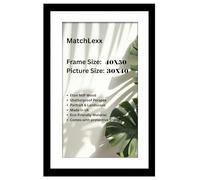 MatchLexx Modern Flat 40x50cm with Mount 30x40cm Poster Frame Mdf Wooden Shatter-Proof Front | 50cm x 40cm Frame With 40cm x 30cm White Mount | Portrait & Landscape- Matt Black