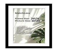 MatchLexx Modern Flat 70x70cm with Mount 60x60cm Poster Frame Mdf Wooden Shatter-Proof Front | 70 x 70cm Frame With 60cm x 60cm White Mount | Portrait & Landscape- Matt Black