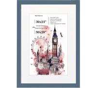 MatchLexx® Modern New 45 x 55 cm Poster Frame with White Mount 45x35 cm | Wooden Picture Frame with Acrylic Front | Portrait & Landscape | Home Office Livingroom-Dark Grey