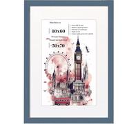 MatchLexx® Modern New 80 x 60 cm Poster Frame with White Mount 50x70 cm | Wooden Picture Frame with Acrylic Front | Portrait & Landscape | Home Office Livingroom-Dark Grey
