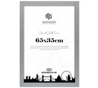 MatchLexx® Modern Silver Flat HD Clear Perspex | Poster Picture Frame (35 x 65 CM) - 25 x 13 Inch | 350 x 650 mm Frames Puzzle Frames Portrait/Landscape Display Rectangle 65 X 35cm