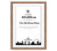 MatchLexx New Dark Oak Poster Frames 40x60 cm With White Mount 30x50 cm | Solid Mdf Shatter-Proof Styrene Portrait & Landscape | Photo Picture Puzzle Frames | for Home Office & Livingroom