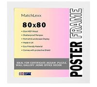 MatchLexx® Picture Poster Certificate Photo Frame 80 x 80 cm Picture Frames Jigsaw Frames with Hd Clear Perspex front Backboard & Styrene Portrait or Landscape display (80 x 80 cm, WHITE)